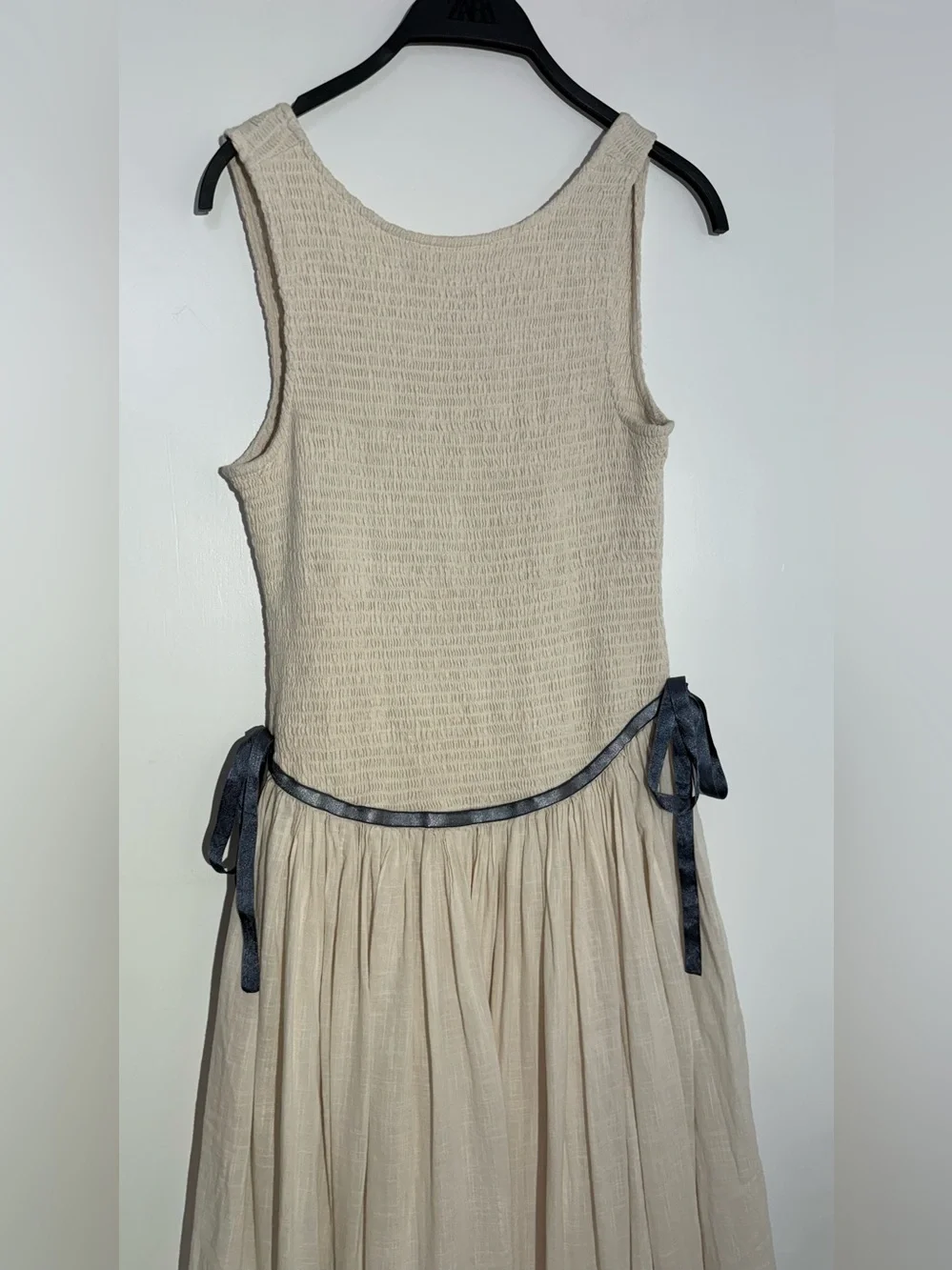 NWOT Free People Nightingale Solid Midi Dress with Navy Tie - Picture 9 of 13